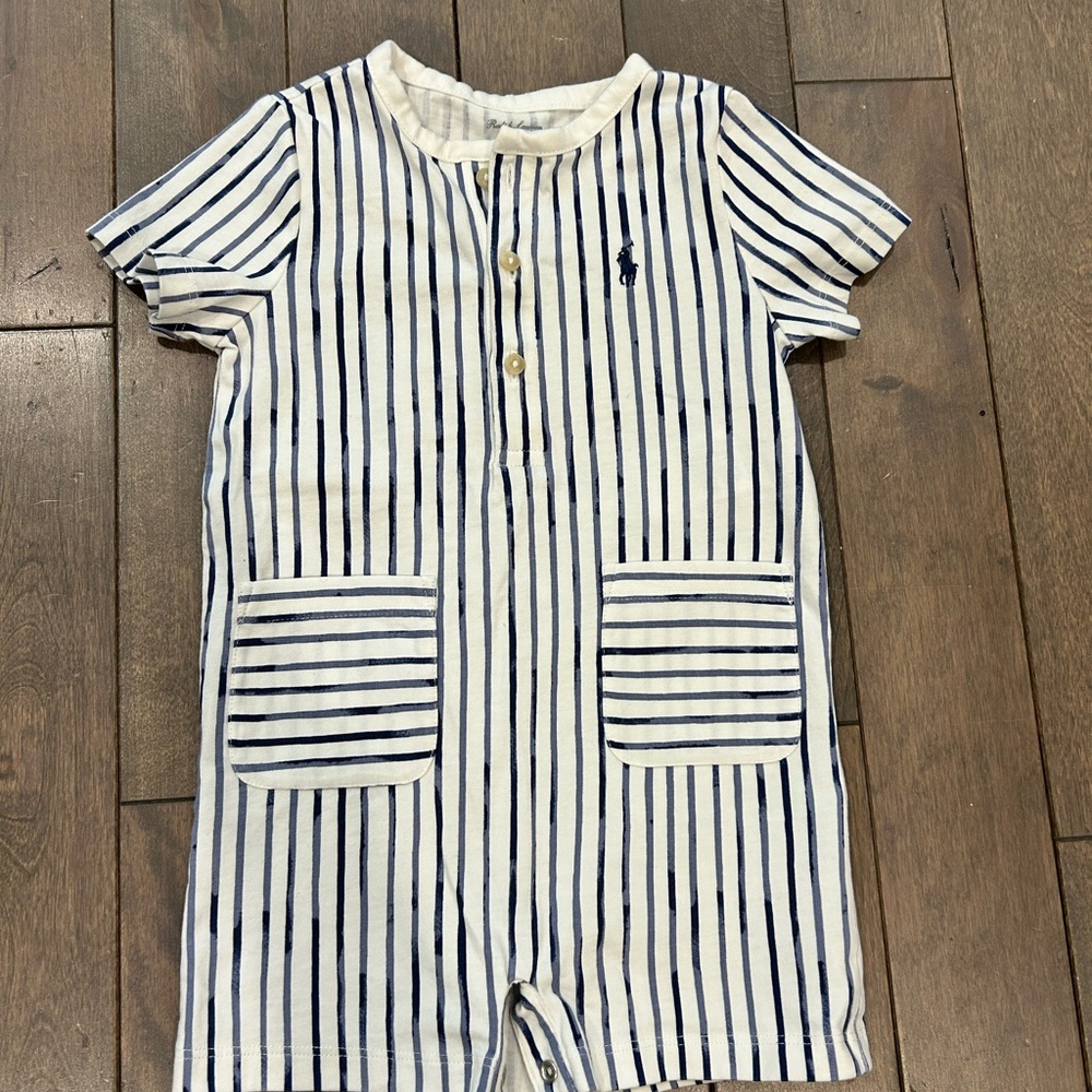 Polo by Ralph Lauren Striped Blue and White Kids One Piece